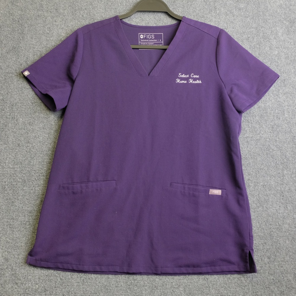 FIGS Casma Scrub Top Womens Small Purple Medical V-Neck Uniform Nurse SEO